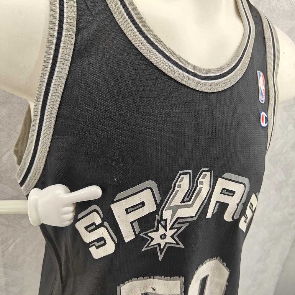 Vintage David Robinson Jersey Men L 44 Black Champion San Antonio Spurs Made USA - Picture 3 of 10